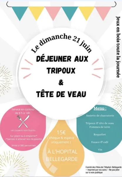 Déjeuner tripous et tête de veau à l'Hôpital-Bellegarde