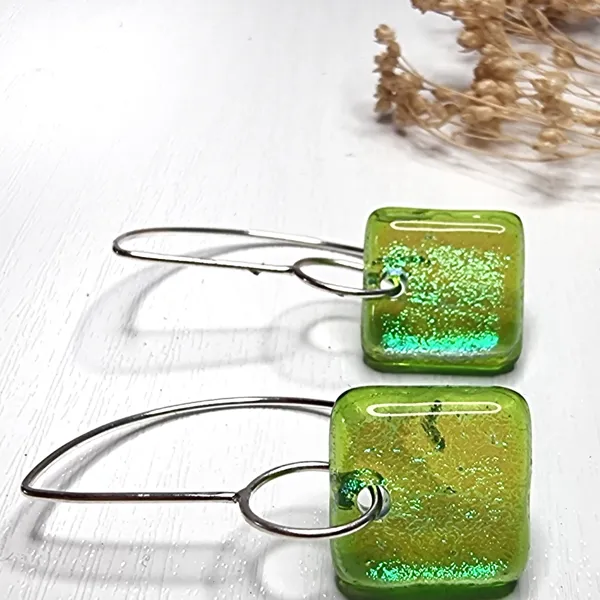 Boucles d'oreilles en verre fusionné et argent, Karen Sarll