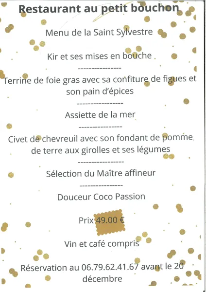 Menu de la Saint Sylvestre au Petit Bouchon