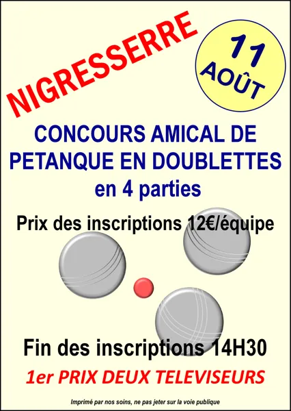 Concours de pétanque à Nigresserre