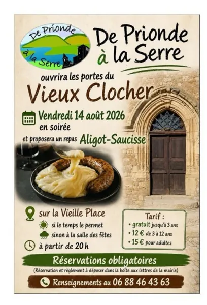 Repas aligot - saucisse à Coussergues