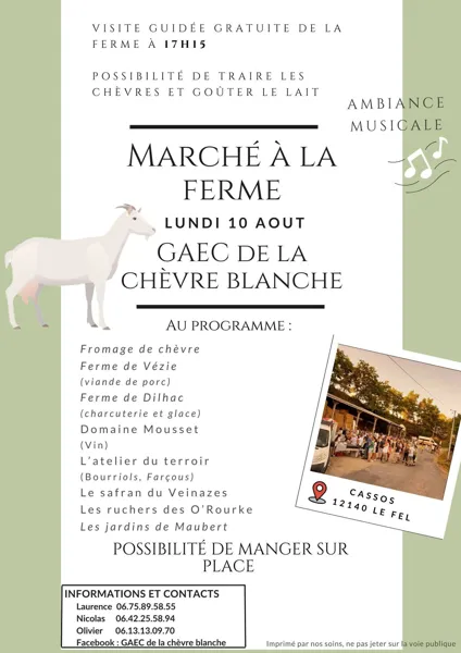Marché à la ferme de Cassos (Gaec de la chèvre blanche)