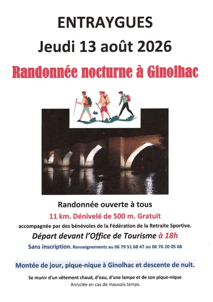 Randonnée nocturne à Ginolhac