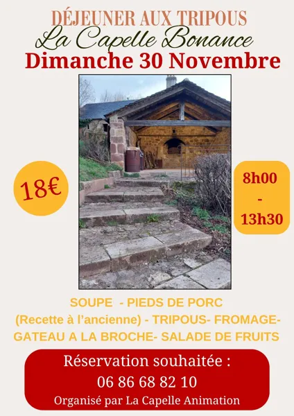 Déjeuner aux Tripoux et pieds de porc à la Capelle-Bonance