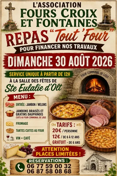 Repas "Tout Four" de l'association Fours, Croix et Fontaines de Ste Eulalie d'Olt