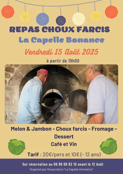 Repas Choux farcis à la Capelle-Bonance