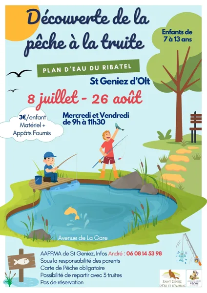 Découverte de la Pêche à la truite au plan d'eau du Ribatel à St Geniez d'Olt
