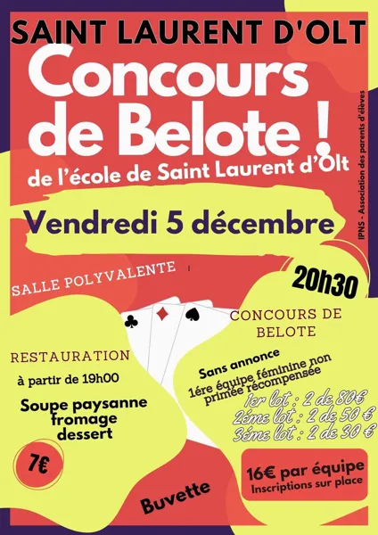 Concours de belote de l'école de St Laurent d'Olt