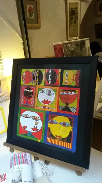 Encadrement d'affiches de Hundertwasser et autres artistes, Cadre Hundertwasser WE LIVE IN PARADISE