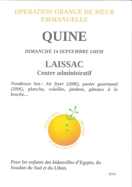 Quine de l'opération Orange de Soeur Emmanuelle