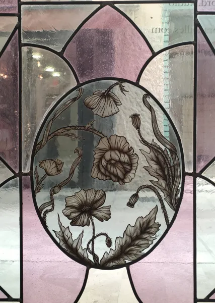 Vitrail Floral en grisaille, Atelier du Vitrail