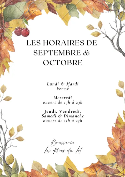 Horaires Automne, 