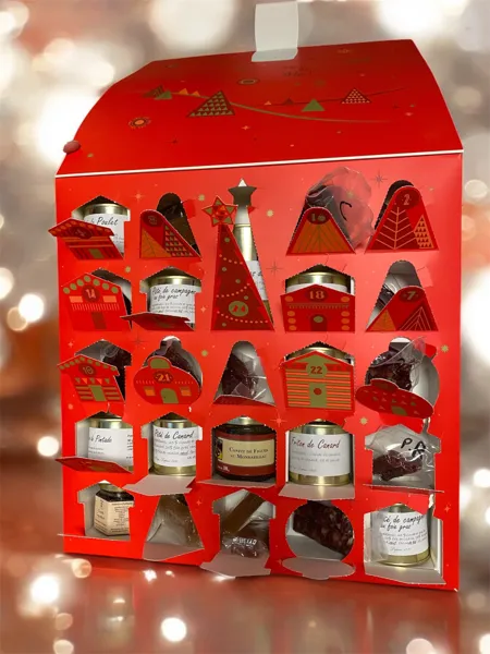 Pour les fêtes de fin d'année, nous vous proposons un calendrier de l'Avent avec nos produits mais également quelques produits sucrés pour le plus grand plaisir des petits et des grands. Uniquement sur commande., au bec fin