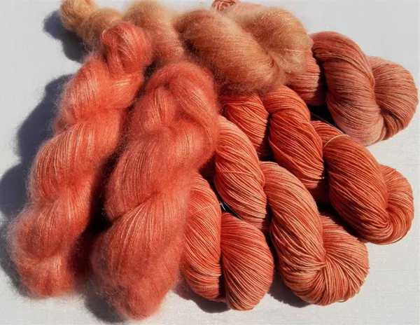 Teinture végétale de laines à la racine de garance, Laines 