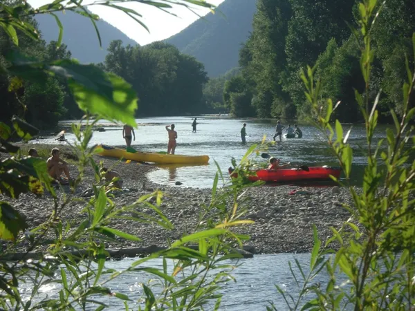 Plage confluent Jonte/Tarn Camping Brudy-Brudy Plage**