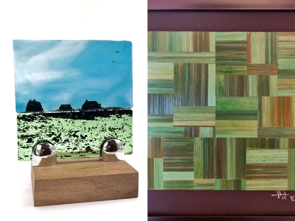 Karen - Verre Fusionné
Séverine - Marqueterie de Paille, O'Fil de l'Art