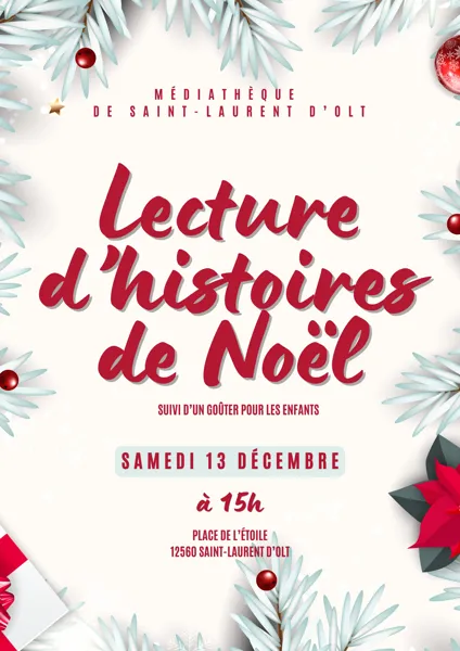 Lecture d'histoire de Noël à la médiathèque de St Laurent d'Olt