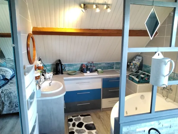 Salle de bain ouverte de la chambre