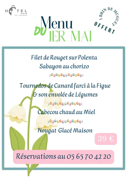 Menu du 1er mai à l'hôtel de France