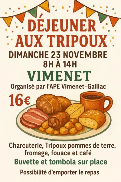Déjeuner aux tripoux organisé par l'APE de Gaillac d'Aveyron Vimenet