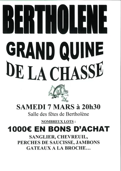 Quine de la Société de chasse de Bertholène