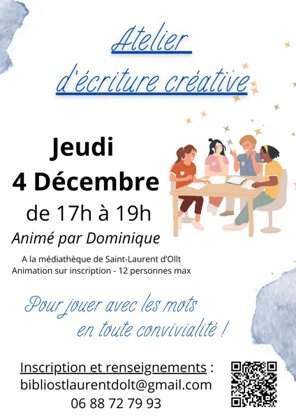 Atelier d'écriture à la médiathèque de St Laurent d'Olt