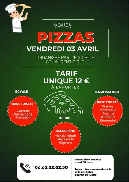 Soirée Pizzas à Saint Laurent d'Olt