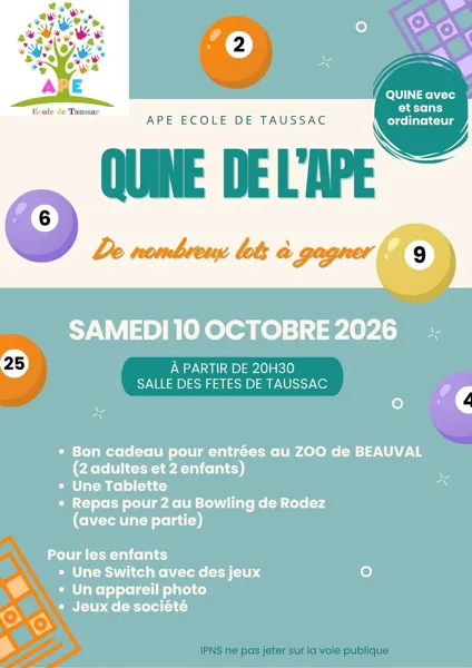 Quine de l'APE de Taussac