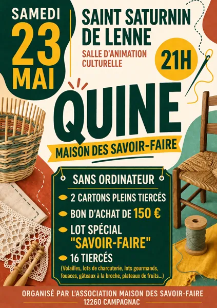 Quine de la Maison des Savoir-faire à St Saturnin de Lenne — visuel événement