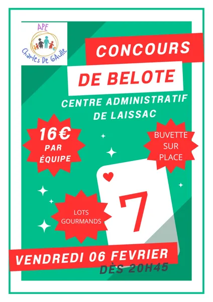 Concours de belote de l'APE Charles de Gaulle