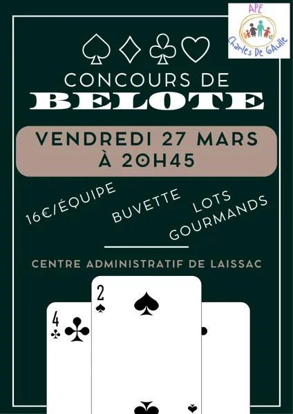 Concours de belote de l'APE Charles de Gaulle