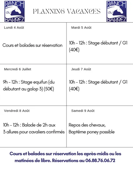 Stages au Ranch du Barrez