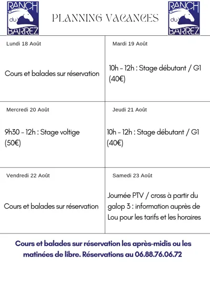Stages au Ranch du Barrez