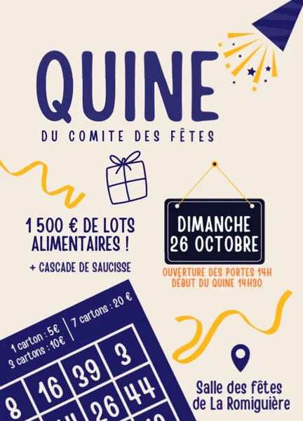 Quine du comité des fêtes de la Romiguière