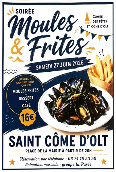 Soirée Moules & Frites à Saint-Côme d'Olt