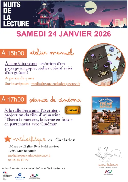Les nuits de la lecture à la médiathèque : atelier manuel, goûter et séance de cinéma