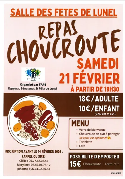 Soirée choucroute à Espeyrac (APE Sénergues/Espeyrac/St-Felix de Lunel)