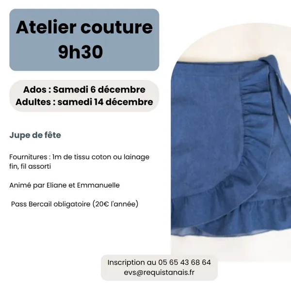 Atelier couture « Adulte » : Jupe de fête
