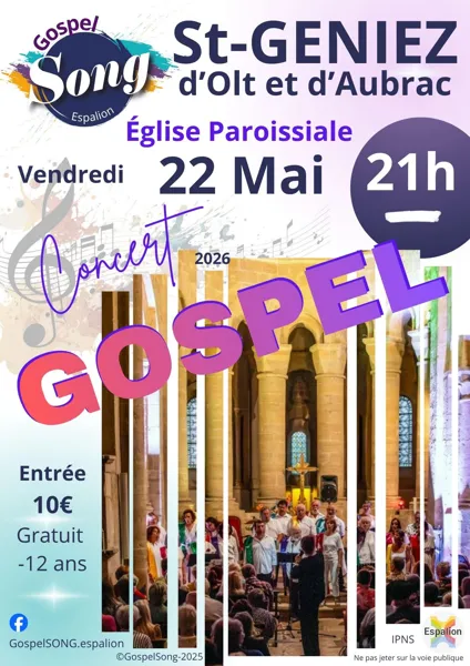 Concert de Gospel à l'église Paroissiale de Saint Geniez d'Olt
