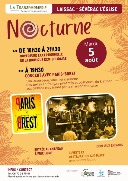 Nocturne en musique à La Transformerie à Laissac