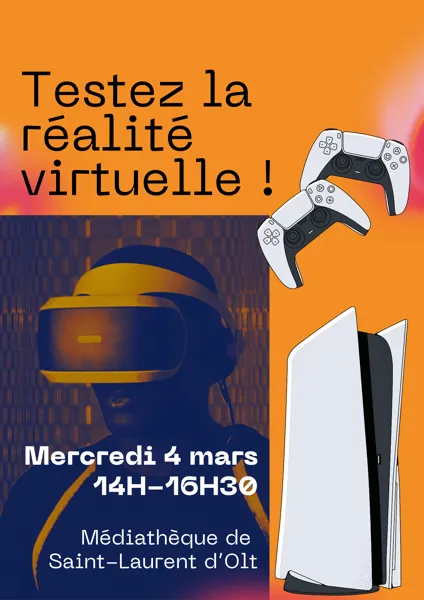 Playstation 5 avec casque de réalité virtuelle à la médiathèque de Saint Laurent d'Olt