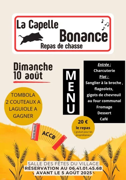 Repas de chasse à La Capelle Bonance