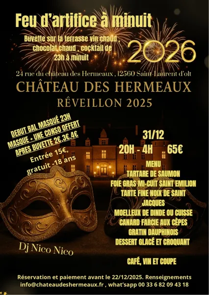 Dîner et bal du réveillon du jour de l'an à Saint Laurent d'Olt