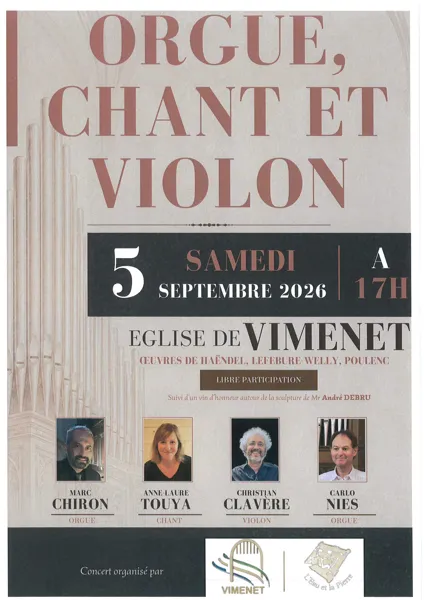 Récital d'orgue, chant et violon à l'Église St Julien à Vimenet