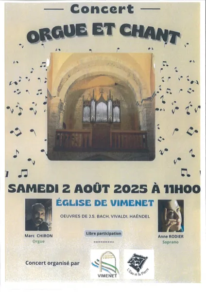 Concert Orgue et voix à l'Église St Julien à Vimenet