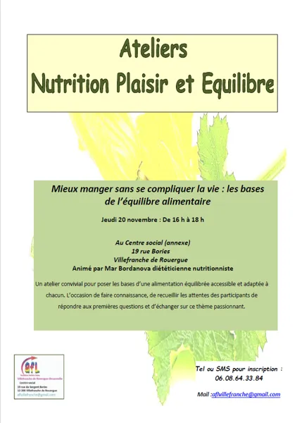 Atelier : nutrition, bien-être et équilibre