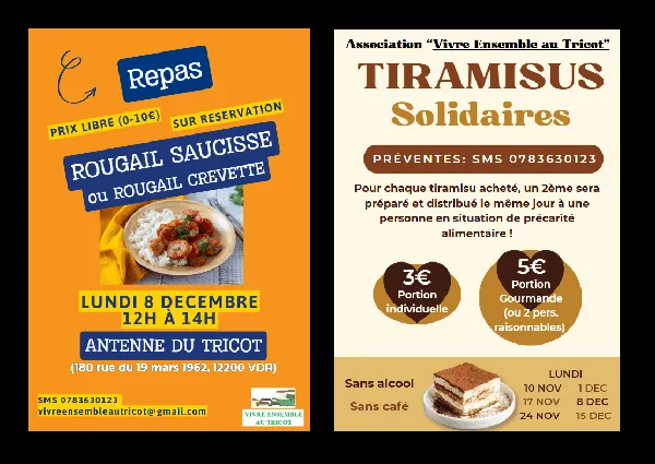 Repas et vente de tiramisus solidaire