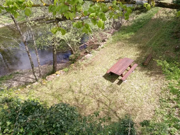 Rivière , plagette et table forestière
