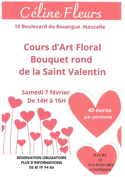 Cours d'art floral : Bouquet rond de la Saint Valentin