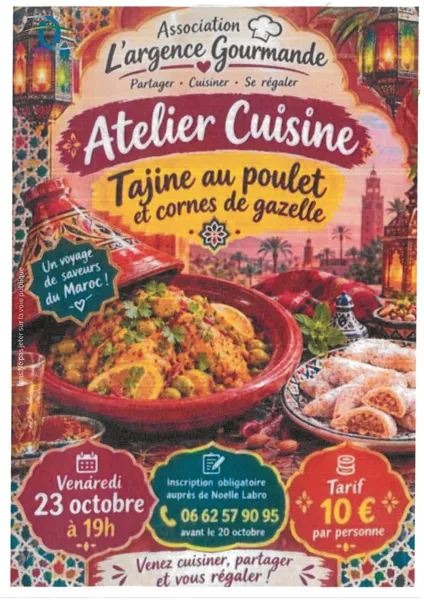 Atelier cuisine Tajine au poulet et cornes de gazelle